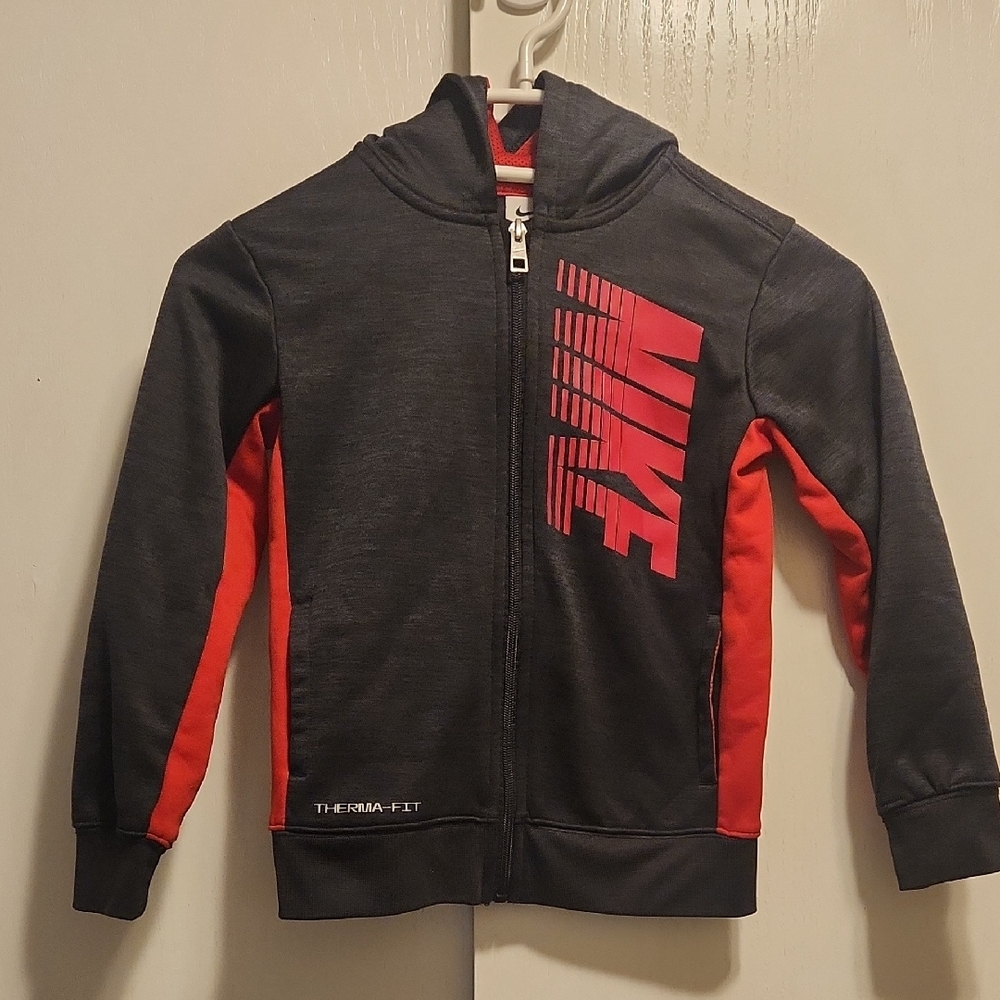 Nike Kids' Black and Red Full-Zip Hoodie
